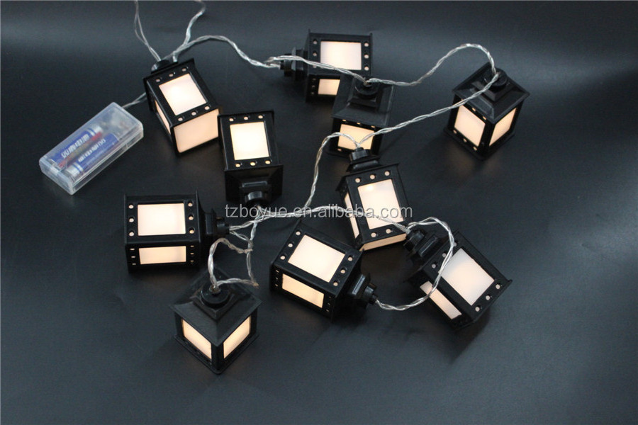 2017 new battery operated square lantern led string lights camping decorative hanging lights