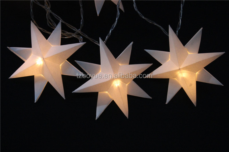 new battery operated decorative paper star string light indoor led hanging light timer function