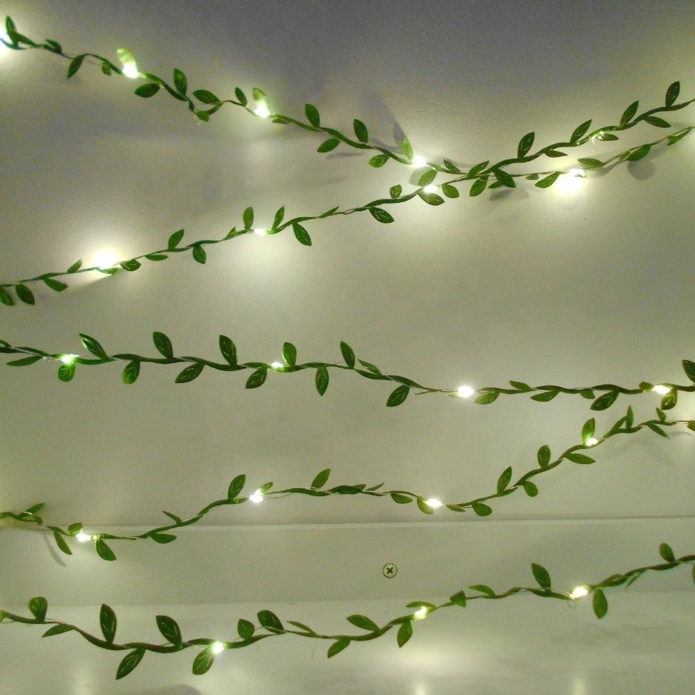 3m 30 LED solor string Lights warm white garden leaves led button battery lights