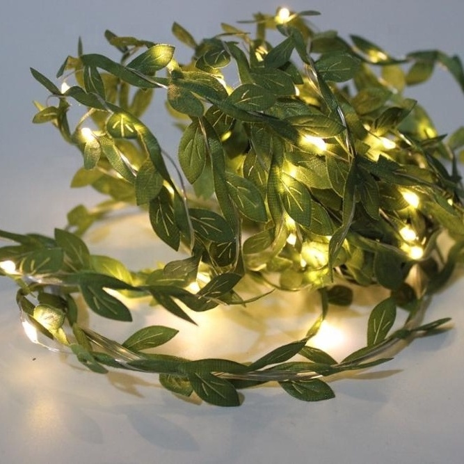 3m 30 LED solor string Lights warm white garden leaves led button battery lights