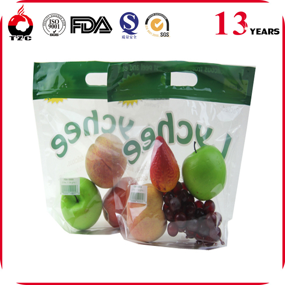 high quality micro perforated plastic bag for vegetable with handle