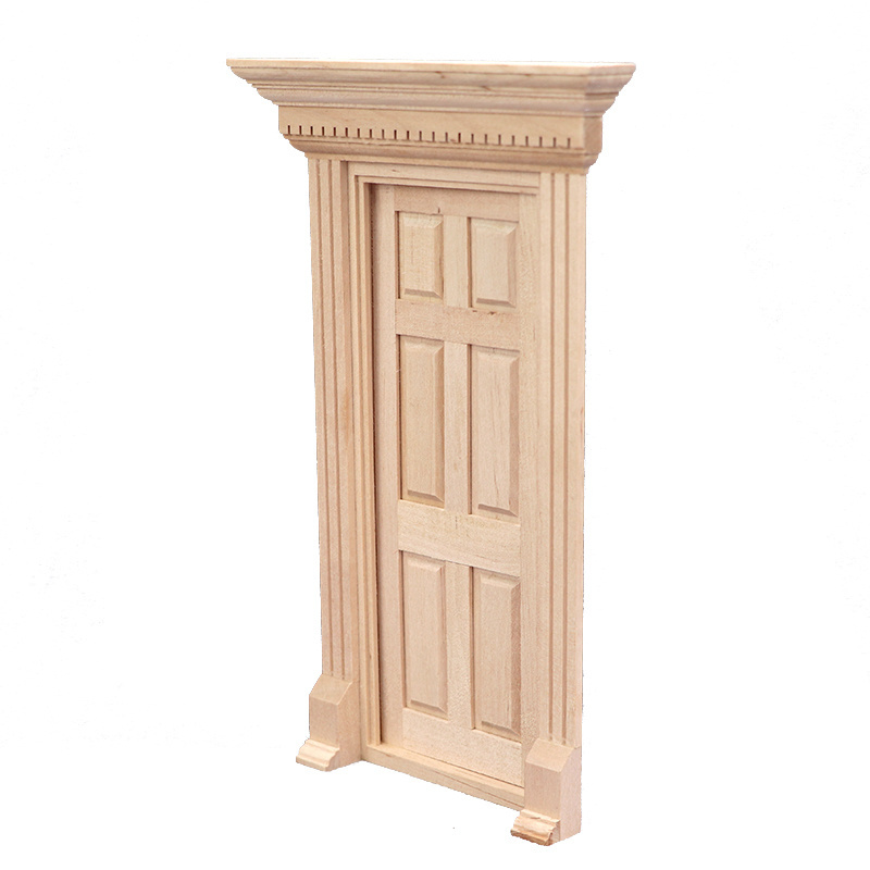 1:12 doll house dollhouse mini furniture model door and window decoration solid wood plain blank column flat head 6 grid door