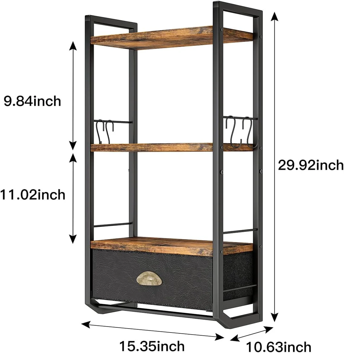 Chunlei OEM 3 Tier Rustic Wooden Bathroom Shelf with Storage Drawer Towel Rack Rustic Shelves