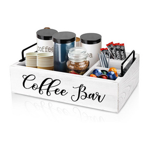 Coffee Station Organizer Wooden Coffee Bar Accessories for Countertop Farmhouse Kcup Pod Holder Coffee Bar Organizer