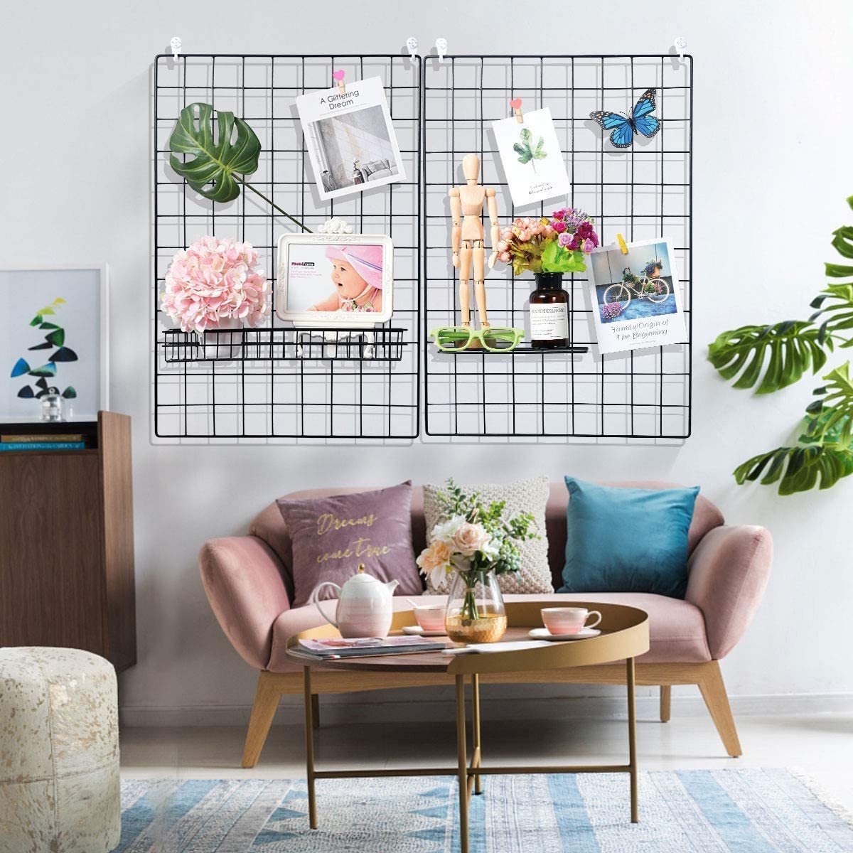 Iron Rack Photo Hanging Grid Photo Hanger Wire Wall Grid Panel