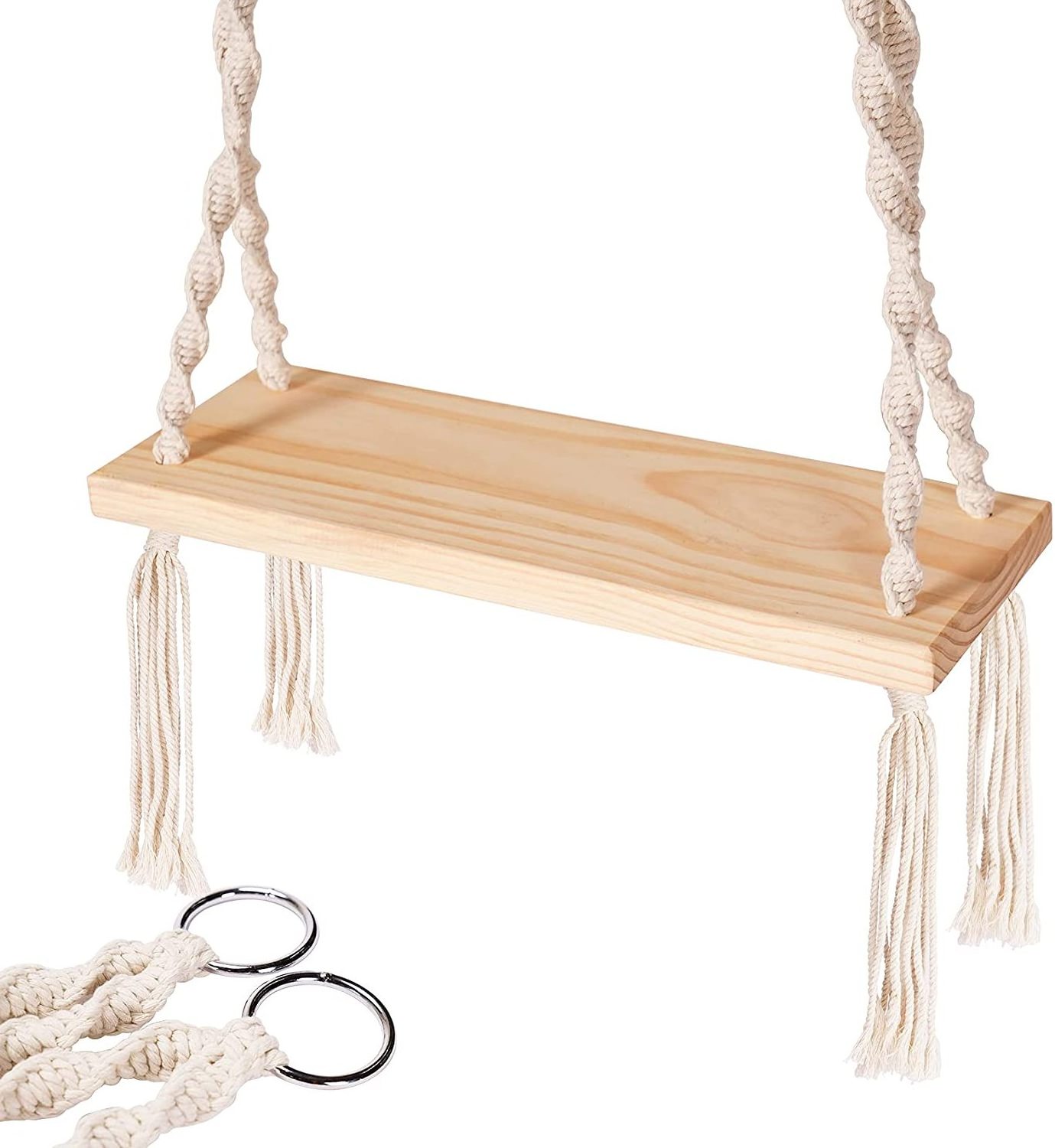 Swings Seat Capacity Wood Durable Hanging Tree Swings Wood 220 Lbs 2 Customized Outdoor Furniture Modern Wooden Swing