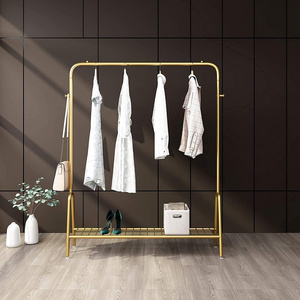 Garment Rack Heavy-duty Metal gold Clothing Rack with  Shoe Shelves