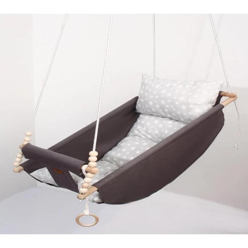 Child Outdoor Hammock Indoor Baby Montessori Rope Swing natural Wooden Baby Swing