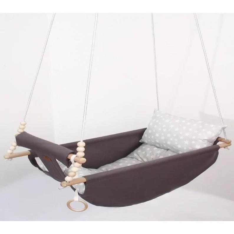 Child Outdoor Hammock Indoor Baby Montessori Rope Swing natural Wooden Baby Swing