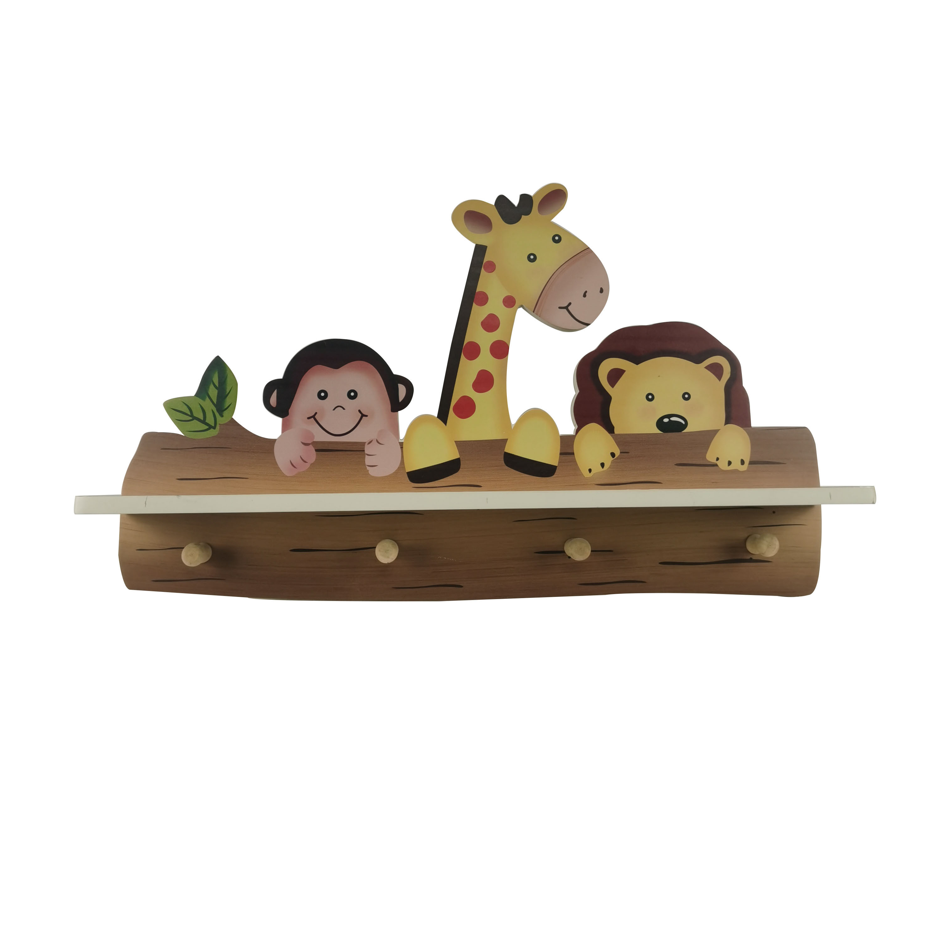 Chunlei OEM  gancho de madera Kids Toddler Bedroom Giraffe nursery Wooden SAFARI COAT RACK Hooks