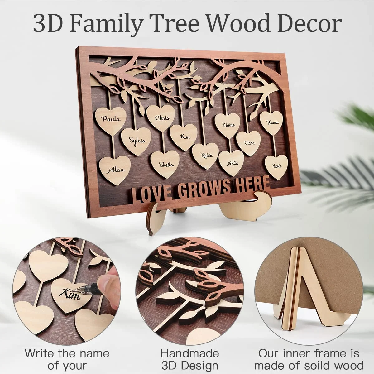 chunlei OEM cadre suspendu en bois  3D Family Tree Wall Personalized Family Name Wooden Sign