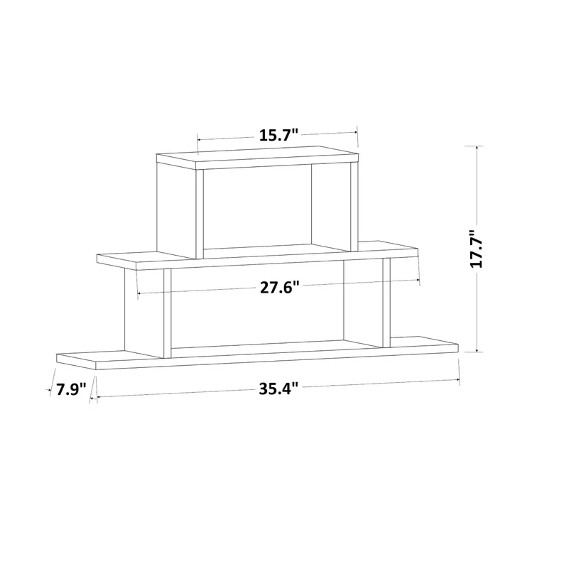 2 Tier Shelf  Modern Shelving  White Oak Anthracite Pacific Floating Wall Shelf