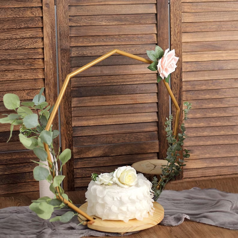 Modern Wood Wedding Arch Cake Stand Metal Arch Stan Boho Cupcake Floral Centerpiece Mini Cake Stand