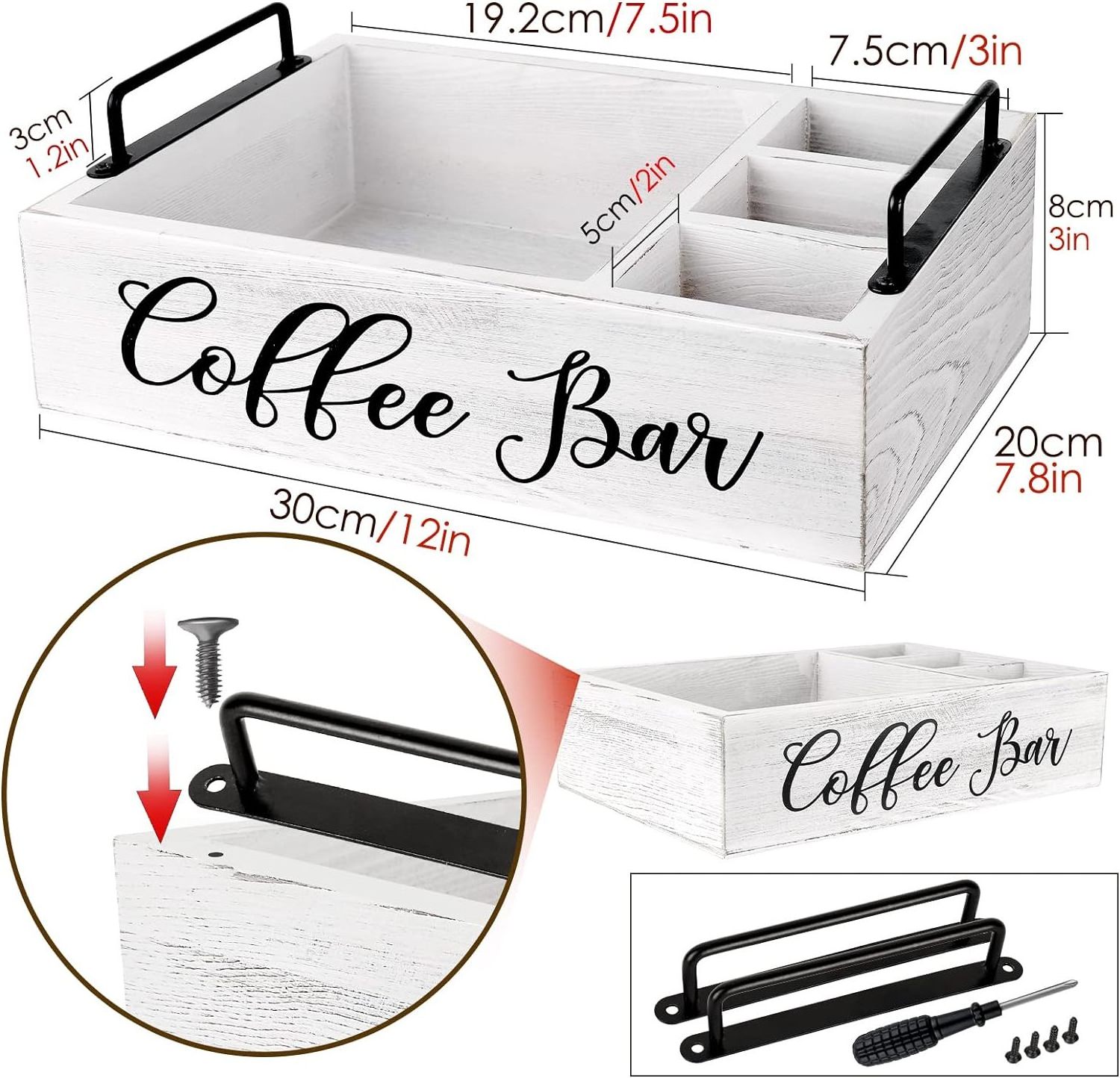 Coffee Station Organizer Wooden Coffee Bar Accessories for Countertop Farmhouse Kcup Pod Holder Coffee Bar Organizer