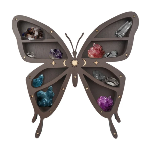 Butterfly Home Decor Dark Butterfly Crystal Display wood Shelf