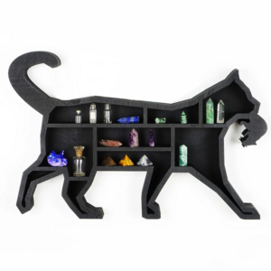 Gothic decor Witch decor  Cat Crystal Black Cat crystal wall shelf