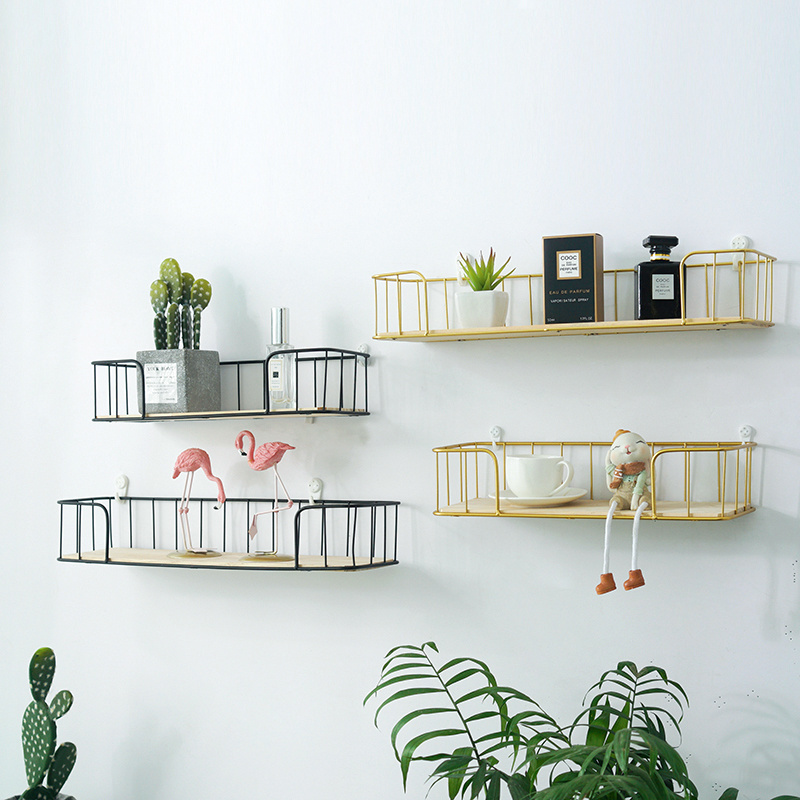 Nordic style Modern living room decor shelves metal wall display racks floating metal storage shelf