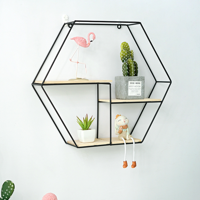 Nordic style Modern living room decor shelves metal wall display racks floating metal storage shelf