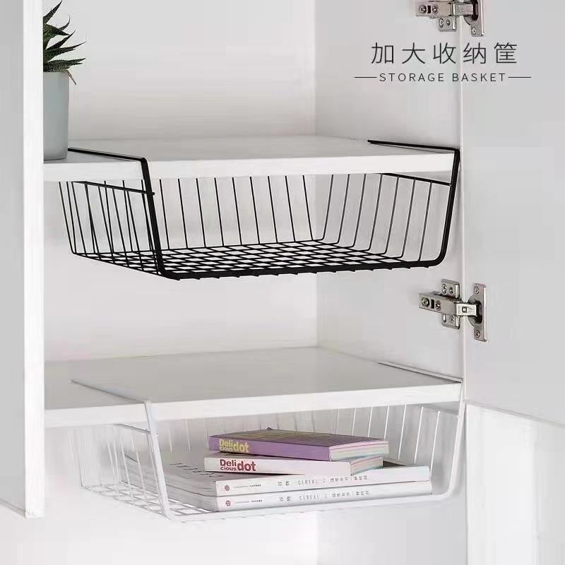 White Wire Under Shelf Storage Organization Basket Easy Install White Wire Under Cabinet Wire Hanging Shelf Organizer Rack