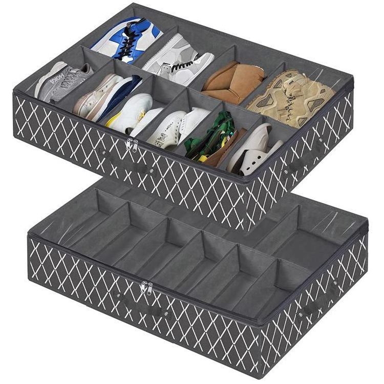 travel multi-compartment stable Thick Breathable Folding Under Bed Bags Large  Zippered Organizer for shoe