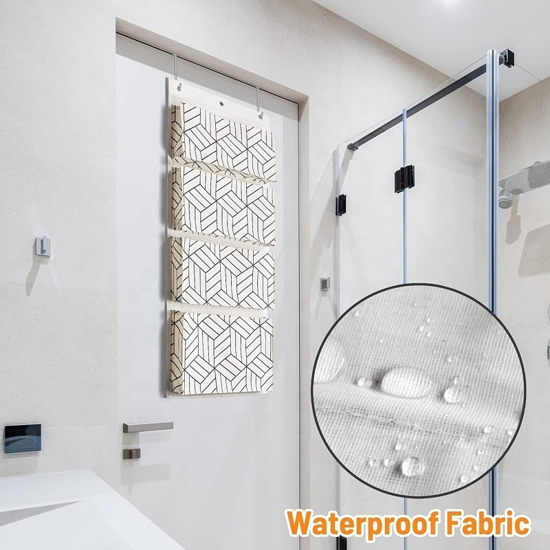 Multi Functional Waterproof Over Door Hanging Storage Bags Linen Cotton Fabric Wall Mount Closet Organizer