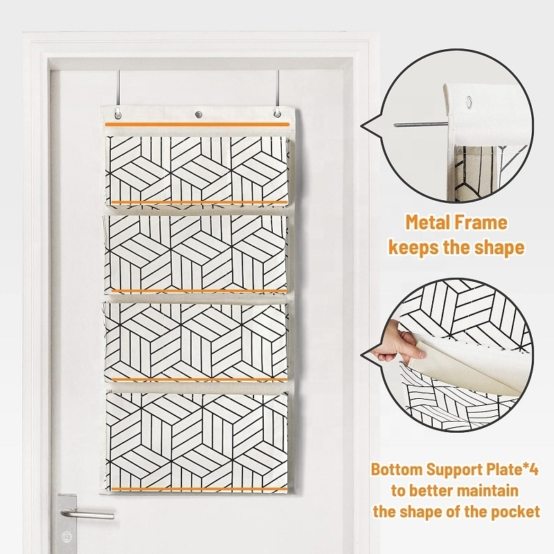 Multi Functional Waterproof Over Door Hanging Storage Bags Linen Cotton Fabric Wall Mount Closet Organizer