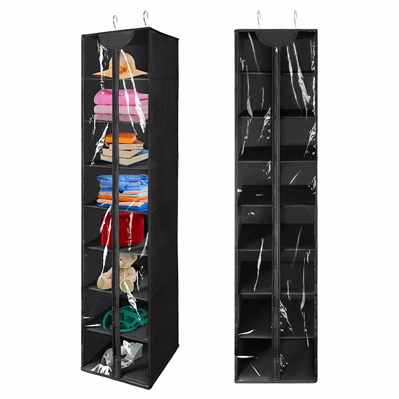 PVC Hanging Closet Organizer with Zipper Sweater Storage Bag for Closet with Cover Hanging Shoe Organizer for Closet