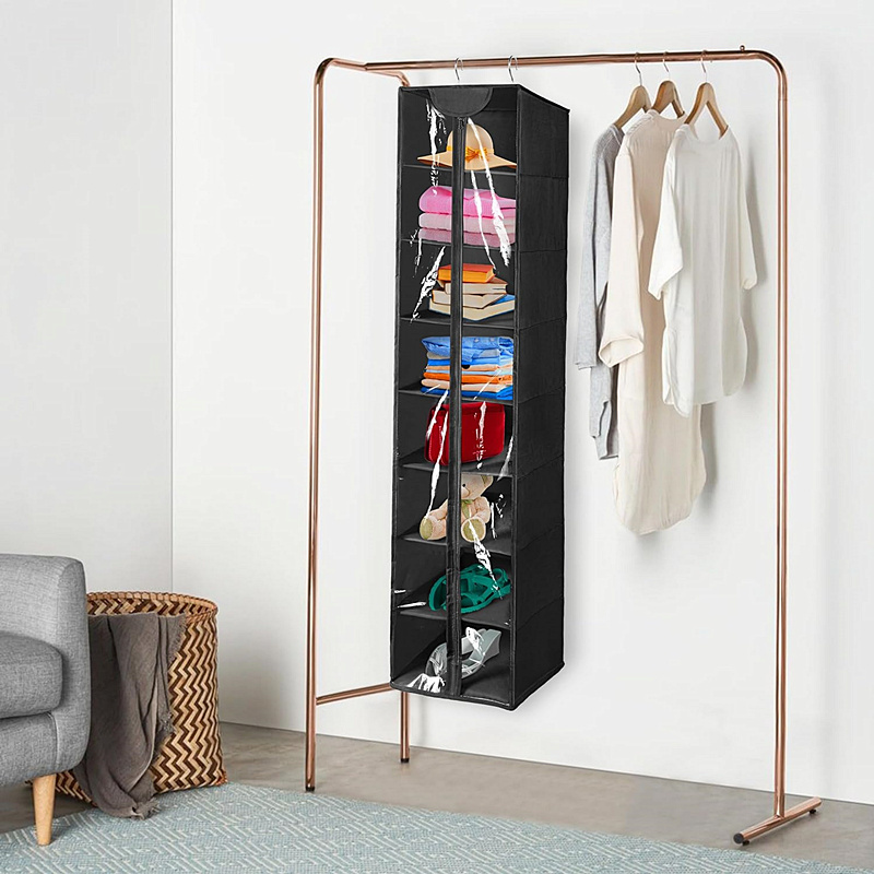 PVC Hanging Closet Organizer with Zipper Sweater Storage Bag for Closet with Cover Hanging Shoe Organizer for Closet