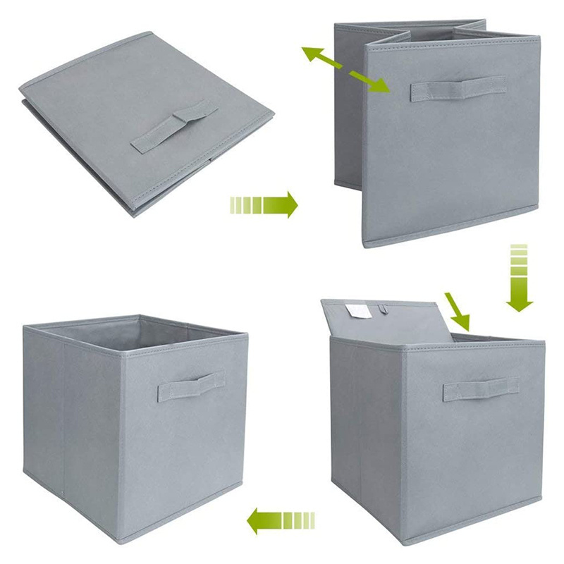 Custom Folding Non-woven Storage Box Cubes Organizer with Handles Closet Store Toys and Clothes Fabric Multifunction Square