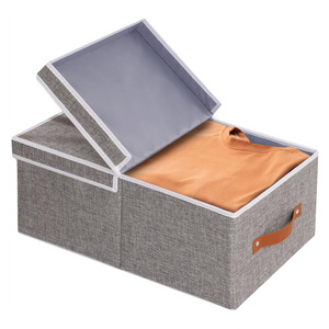 Foldable Stackable Fabric Storage Boxes with lid and handles Collapsible Storage Cube for Organizing