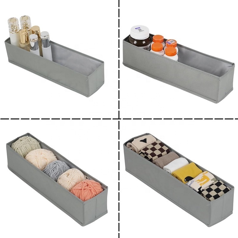 3PCs High Quality Long Rectangle Fabric Storage Containers Underwear Socks Drawer Organizer