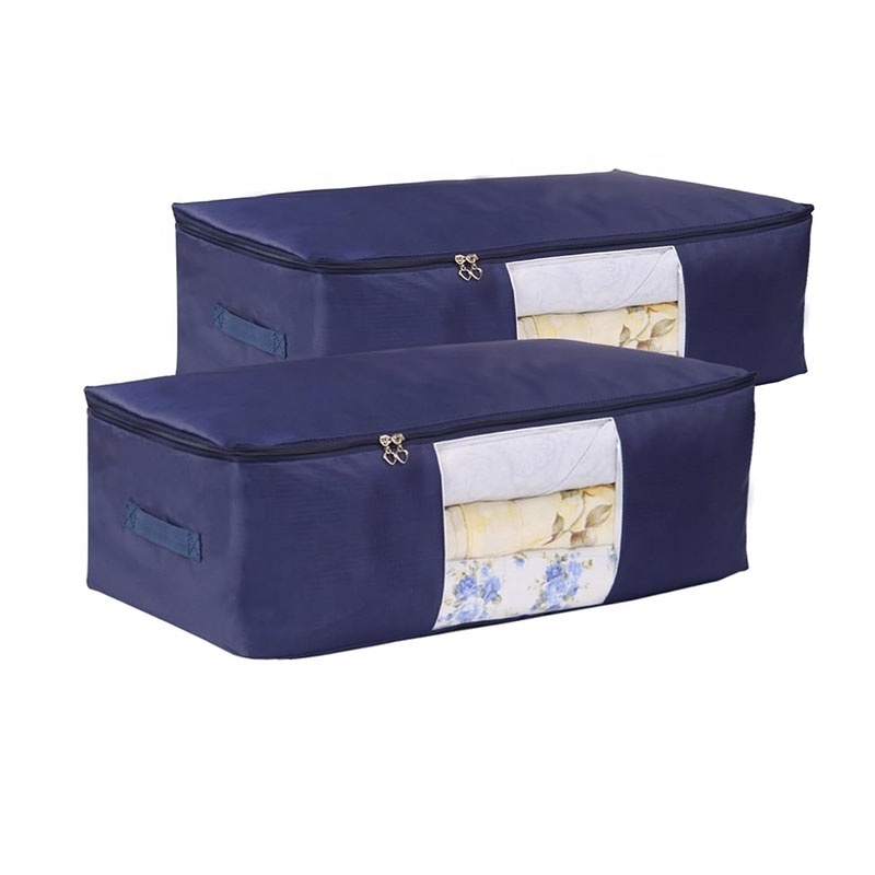 Foldable Bedding & Clothes Storage Containers Square Blanket Pillow Storage Bags with Heat Shaped Zippers Bathroom Organization