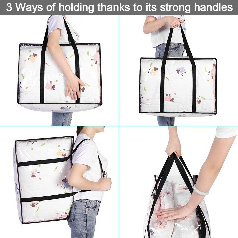 Transparent Clothes Blanket Wardrobe Organizer Waterproof Zipper Kids Toy Quilt  Closet Storage Bag