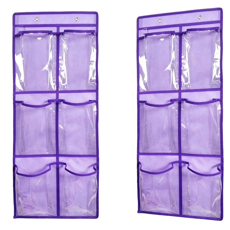 Large Clear 6 Pockets Over the Door Hanging Shoe Organizer Closet Door Shoe Storage