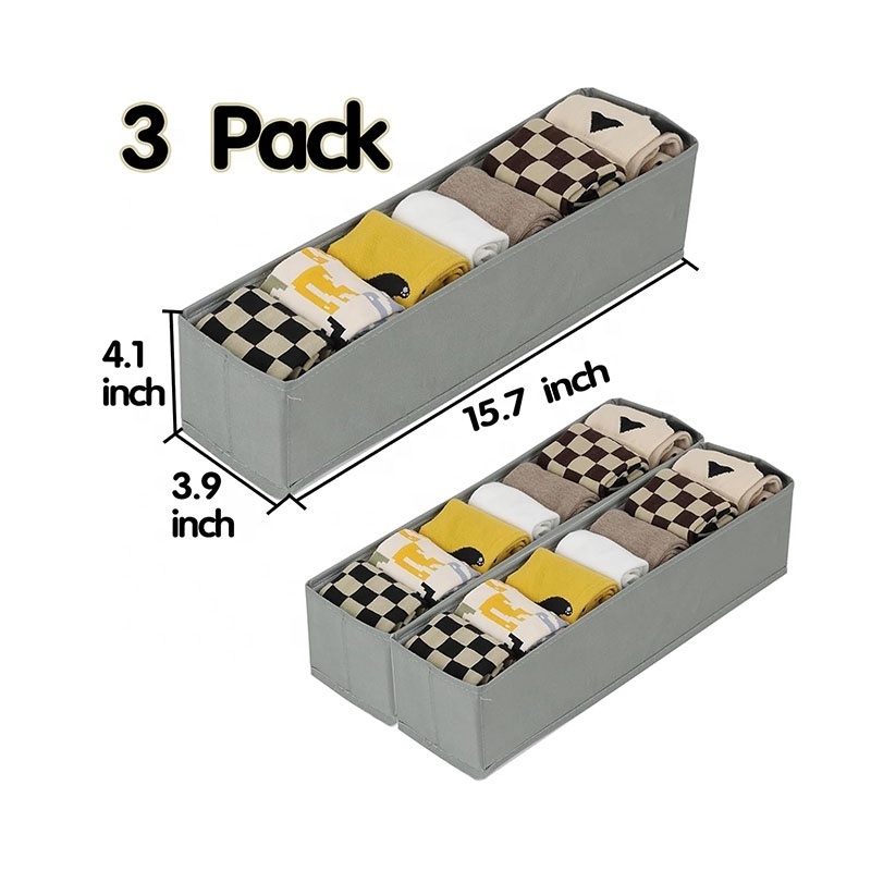 3PCs High Quality Long Rectangle Fabric Storage Containers Underwear Socks Drawer Organizer