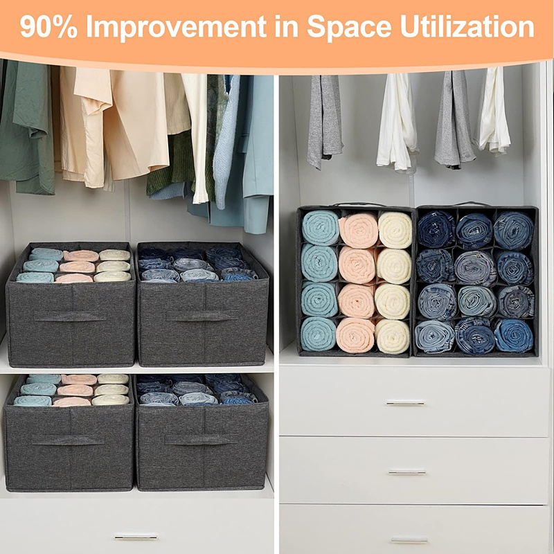 High quality 12 cell drawer storage grid storage box Jeans pants sweater towel T-shirt wardrobe rack divider wardrobe storage