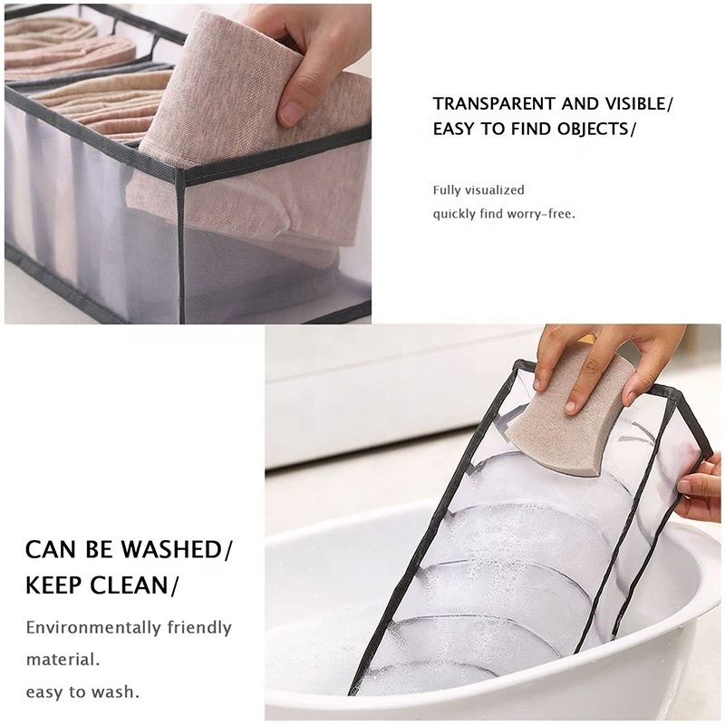 Foldable Drawer Wardrobe Organizer Mesh 7 Grids Storage Box Closet Clothes Jeans Organizer Storage Box