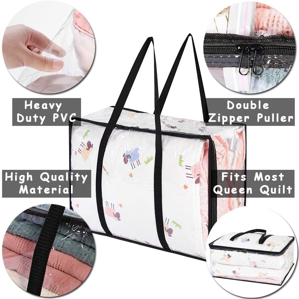 Transparent Clothes Blanket Wardrobe Organizer Waterproof Zipper Kids Toy Quilt  Closet Storage Bag