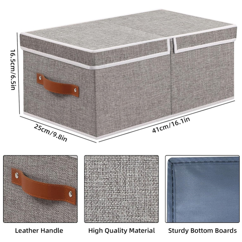 Foldable Stackable Fabric Storage Boxes with lid and handles Collapsible Storage Cube for Organizing