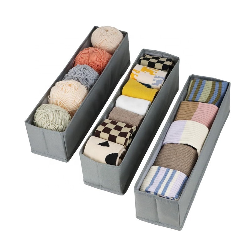 3PCs High Quality Long Rectangle Fabric Storage Containers Underwear Socks Drawer Organizer