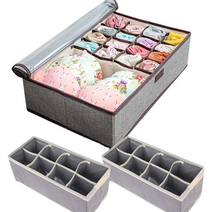 Bedroom fabric underwear organizer divider foldable drawer organizers for wardrobe closet