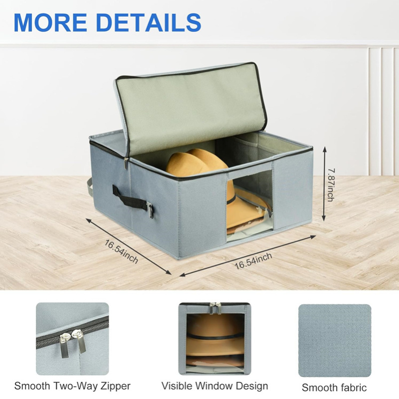 Hat storage box Upgrade Stackable hat storage bag for closet, foldable hat travel box, cowboy hat box for men