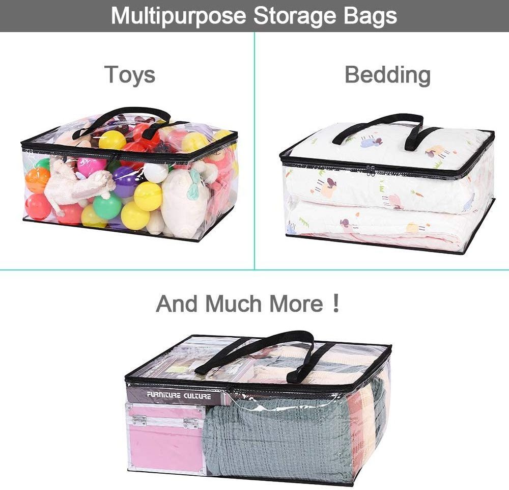 Transparent Clothes Blanket Wardrobe Organizer Waterproof Zipper Kids Toy Quilt  Closet Storage Bag