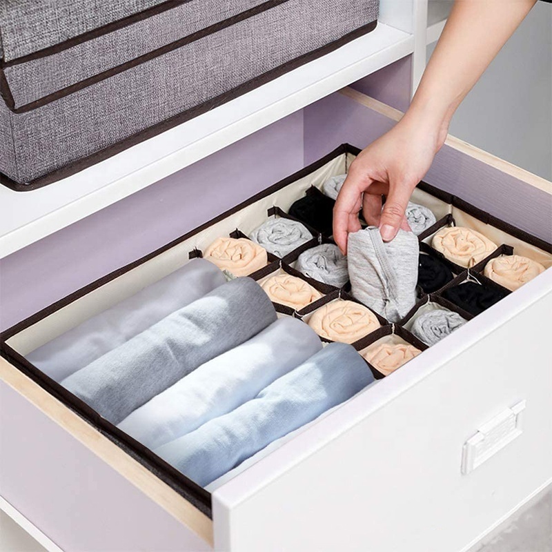 Bedroom fabric underwear organizer divider foldable drawer organizers for wardrobe closet