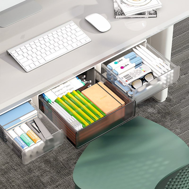 Under Table Drawer Hidden Self-Adhesive Pencil Tray Drawer Under Desk Holder Storage Box Stationery Pencil Storage Drawer