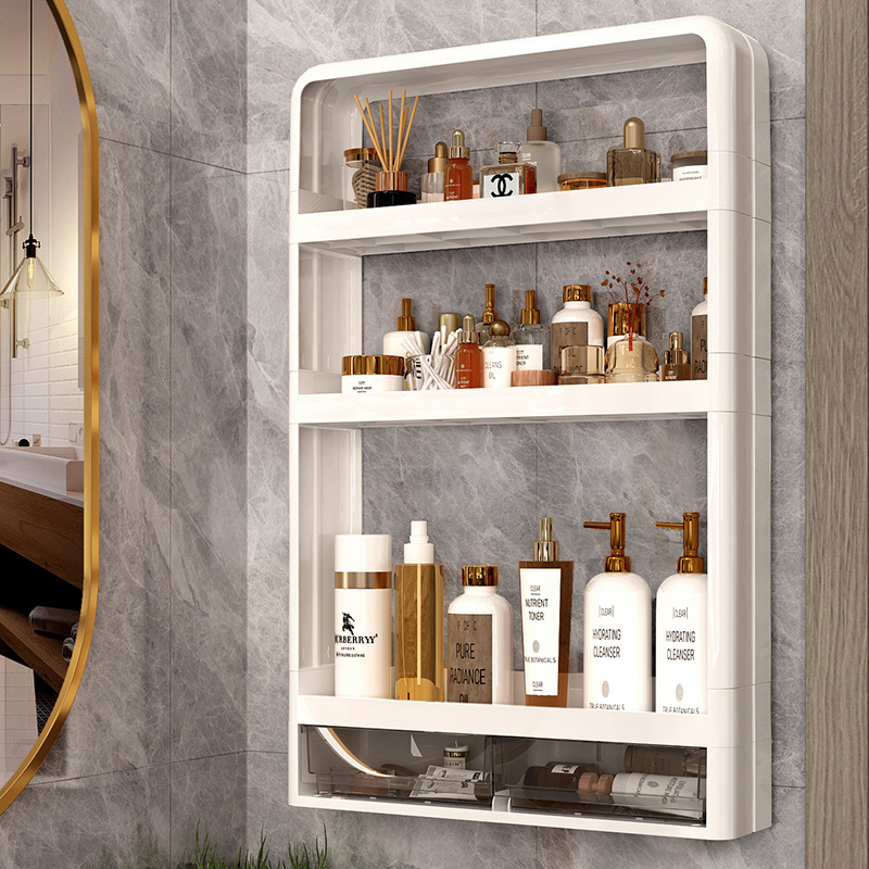 Multi Layer Storage Bathroom Container Portable Bathroom Shampoo Towel Storage Shelf with Drawer