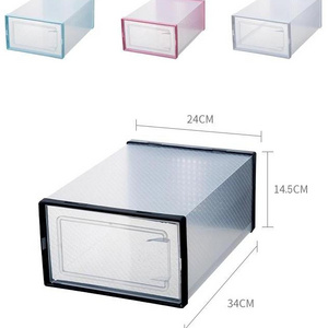 DIY Combination Folding Shoebox Plastic Clear Shoe Display Organizer Container Storage Boxes shoe box storage