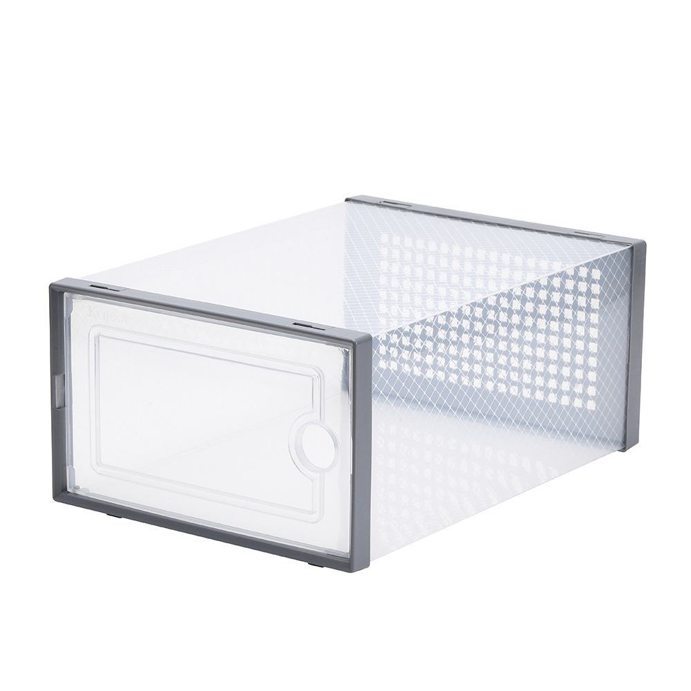 Portable Fold Side Open Shoe Box Custom Organizer Transparent Sneaker Plastic Display Shoe Storage Box hot selling 12 pack