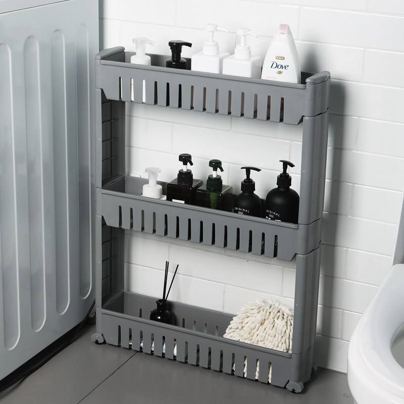 bathroom accessories organizer Modern Home Narrow Sliding Storage Organizer Rack Plastic 3-Tier Gap Storage Shelf