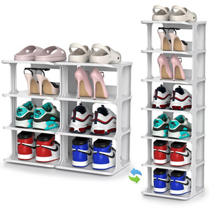 Free Standing Vertical Shoe Tower Acrylic Metal PP Material Living Room Applicable Shoes Display Rack Organizer for Women Kids